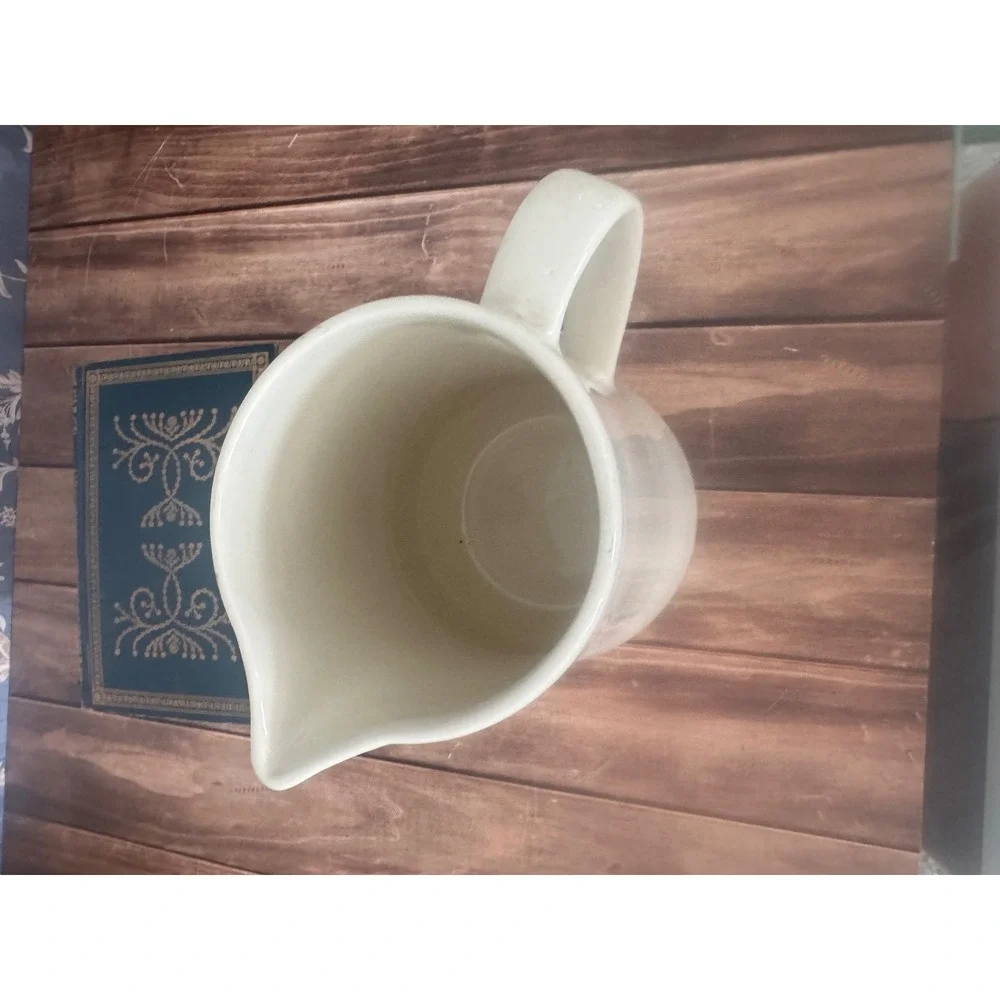 Pottery Barn Earthenware Pitcher Cream Ivory Glazed Ceramic Farmhouse Decor